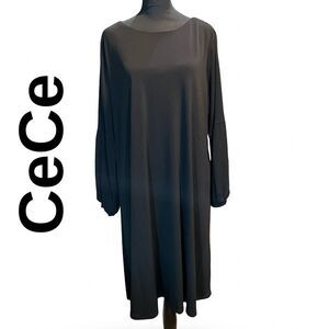 CECE Balloon Sleeve Knit Dress, Lined Body, Pullover, Black, Size 1X